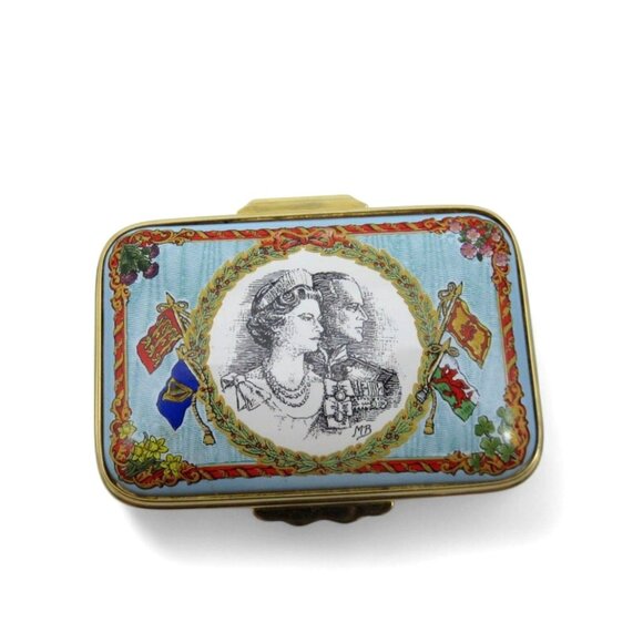 HALCYON DAYS Enamel Queen Elizabeth II And Prince Philip 50th Wedding Anniversar - Picture 4 of 10